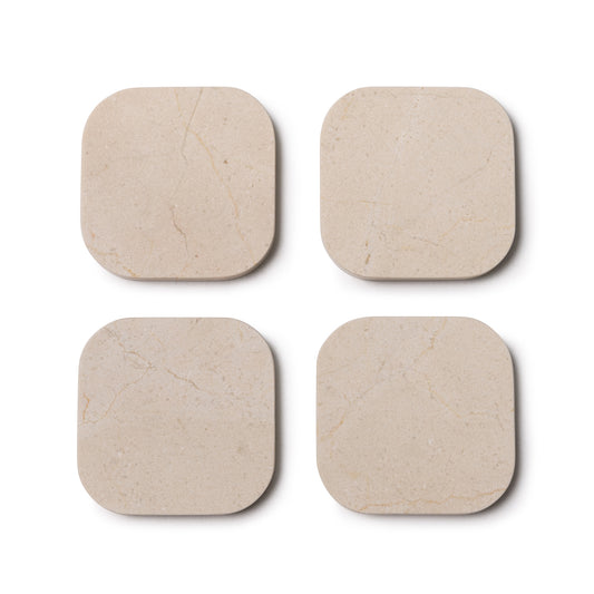 Beige Marble Squared Coasters, Set of 4