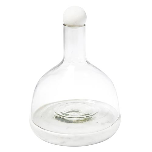 Light Natural Marble and Glass Wine Carafe - Rustike Home