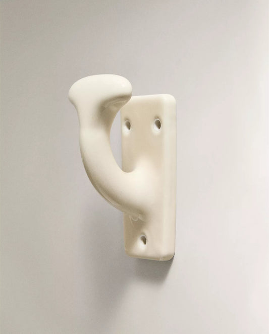 White Ceramic Wall Hook – Minimalist Towel & Coat Hook