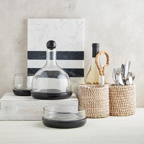 Black Natural Marble and Glass Wine Carafe - Rustike Home