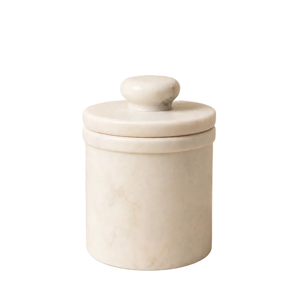 White Marble Butter Keeper with Lid