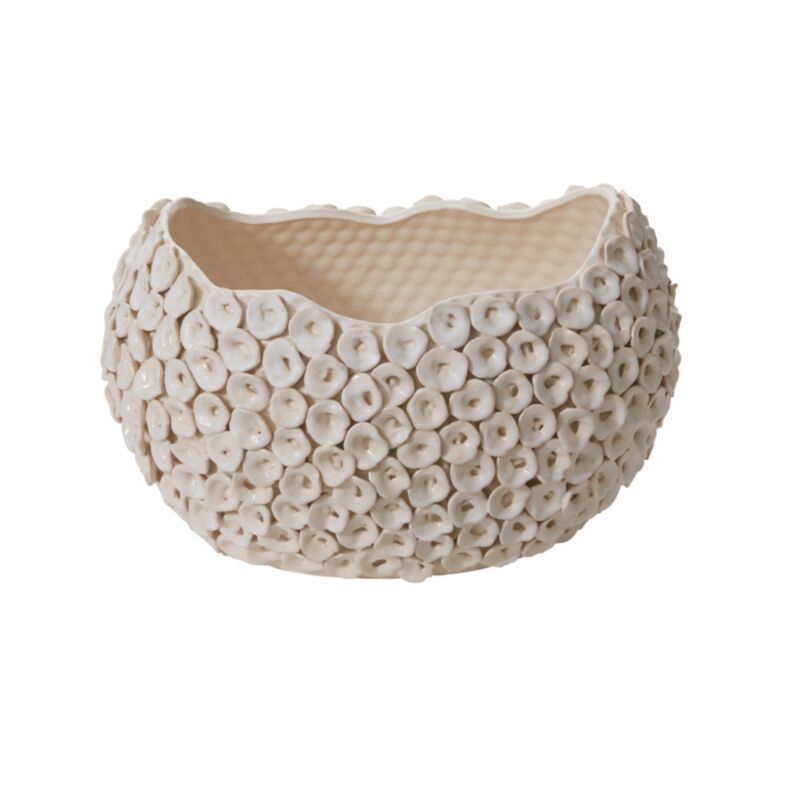 Luanda Textured Off-White Ceramic Decorative Bowl – 16"-20"