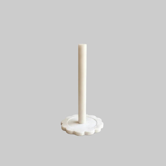 Scalloped White Marble Paper Towel Holder