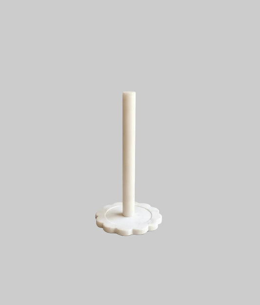Scalloped White Marble Paper Towel Holder