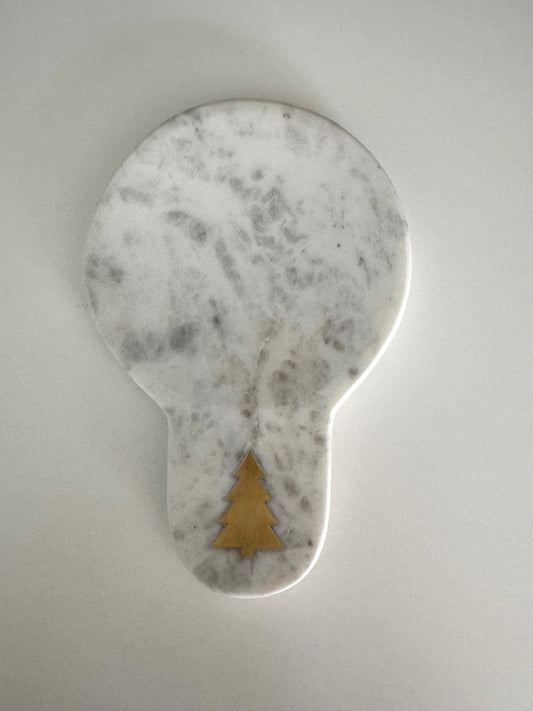 Kitchen Marble Spoon Rest w/Brass Tree| Natural Stone - Rustike Home