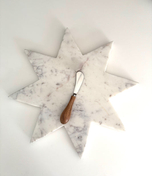 Star White, Gray & Rose Marble Cheese Tray Hand Cut Natural Stone Tray - Rustike Home