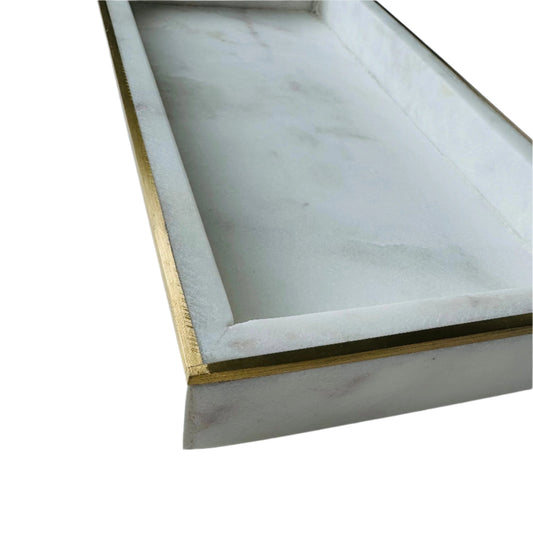 Hand Made Marble & Brass "Lore" Tray | Home Decor - Rustike Home