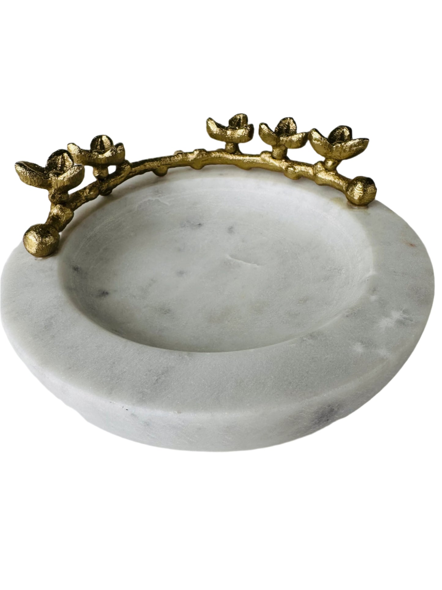 Providence Marbled Trinket Tray, 6" | Natural Stone & Brass - Rustike Home