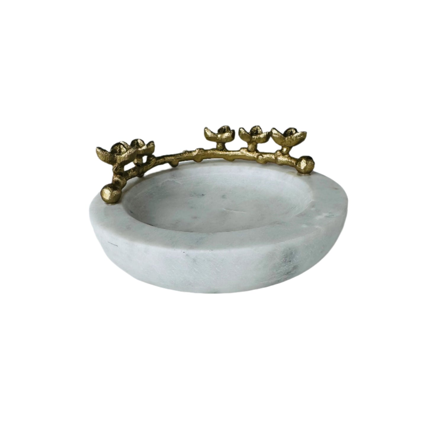Providence Marbled Trinket Tray, 6" | Natural Stone & Brass - Rustike Home