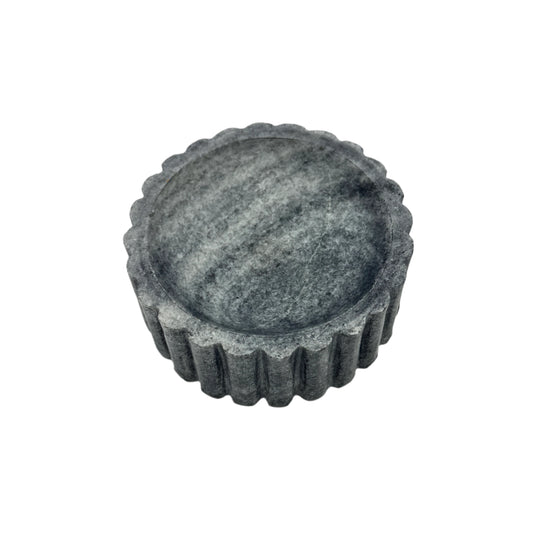 Gray stone bowl on a white background