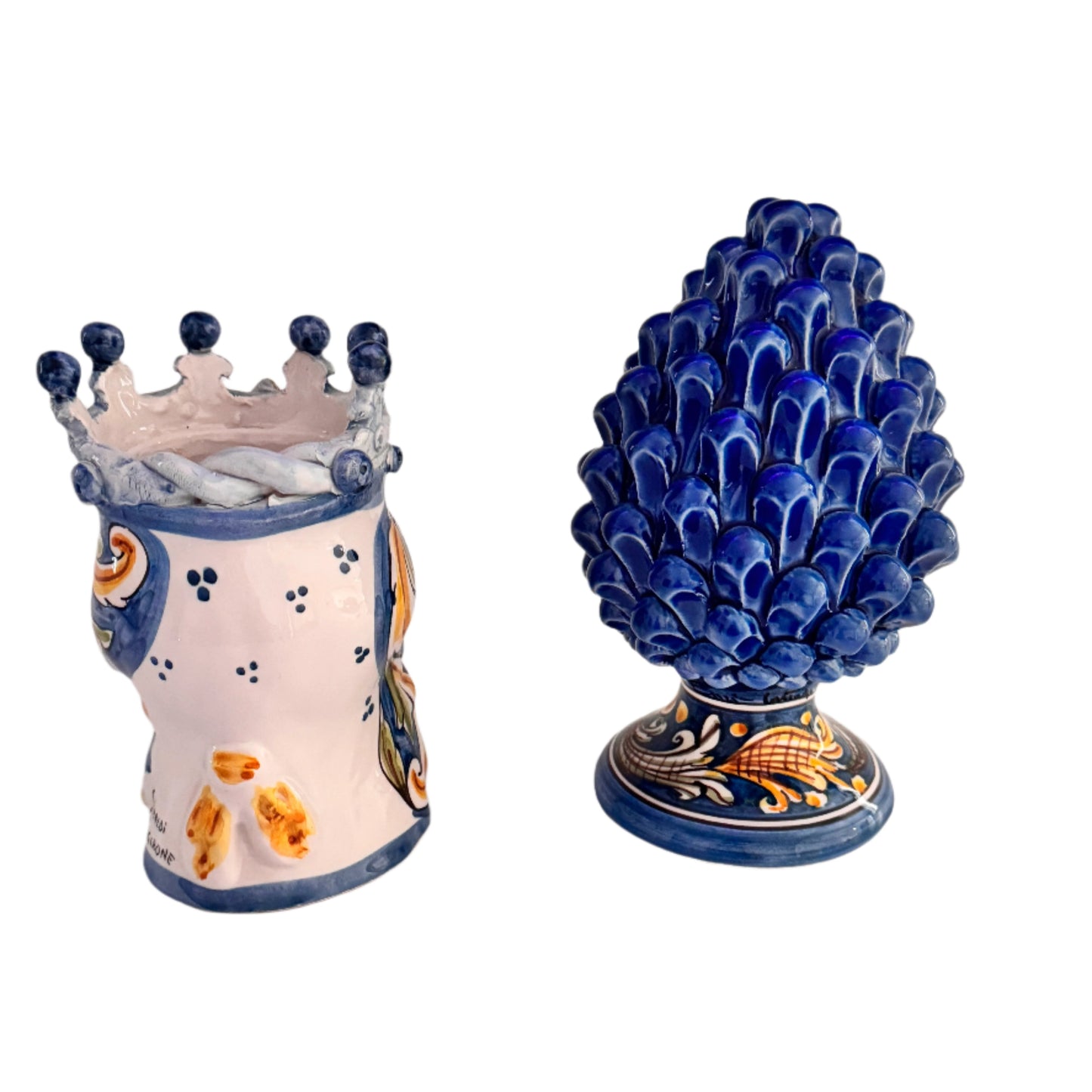 Handmade Sicilian Teste di Moro & Pine Cone Ceramic Heads |Home Decor - Rustike Home