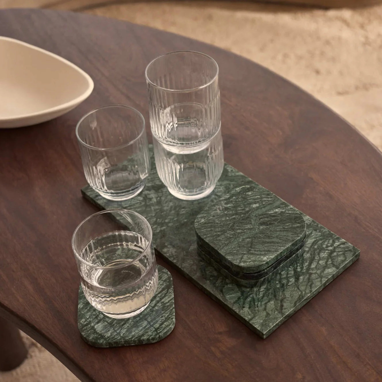 Green Natural Marble Rectangle Tray Plateau - Rustike Home