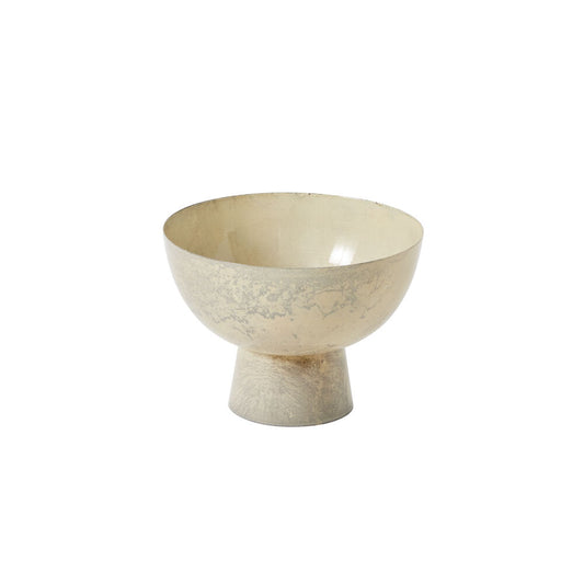 Round White "Phoenix" Footed Marbleized Compote for Plants and Home Decor - Rustike Home