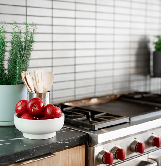 Round Porcelain "Mandi" White Pedestal Bowl Planter Pot for Plants and Home Decor - Rustike Home