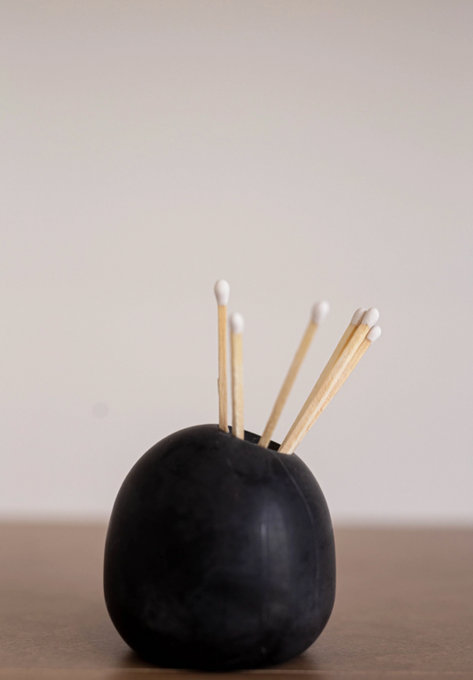 Black Marble Match Holders - Rustike Home