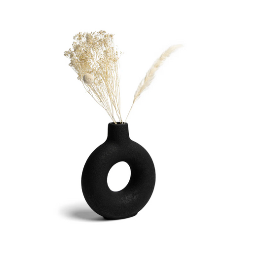 Modern Ring Vase Black Large Vase for Home Decor - Rustike Home