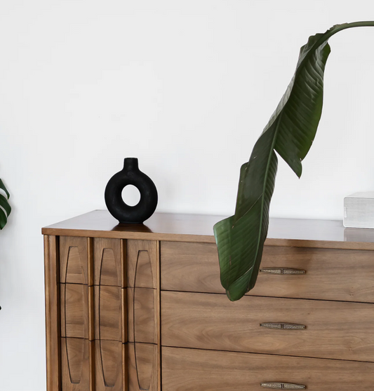 Modern Ring Vase Black Medium Vase for Home Decor - Rustike Home