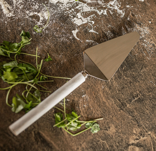 Whitewashed Wood Handle Metal Serving Spatula Utensils - Rustike Home