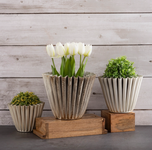 Silver Gold Crackle "Ribbi" Finish Planters Set of 3 | Home Decor - Rustike Home