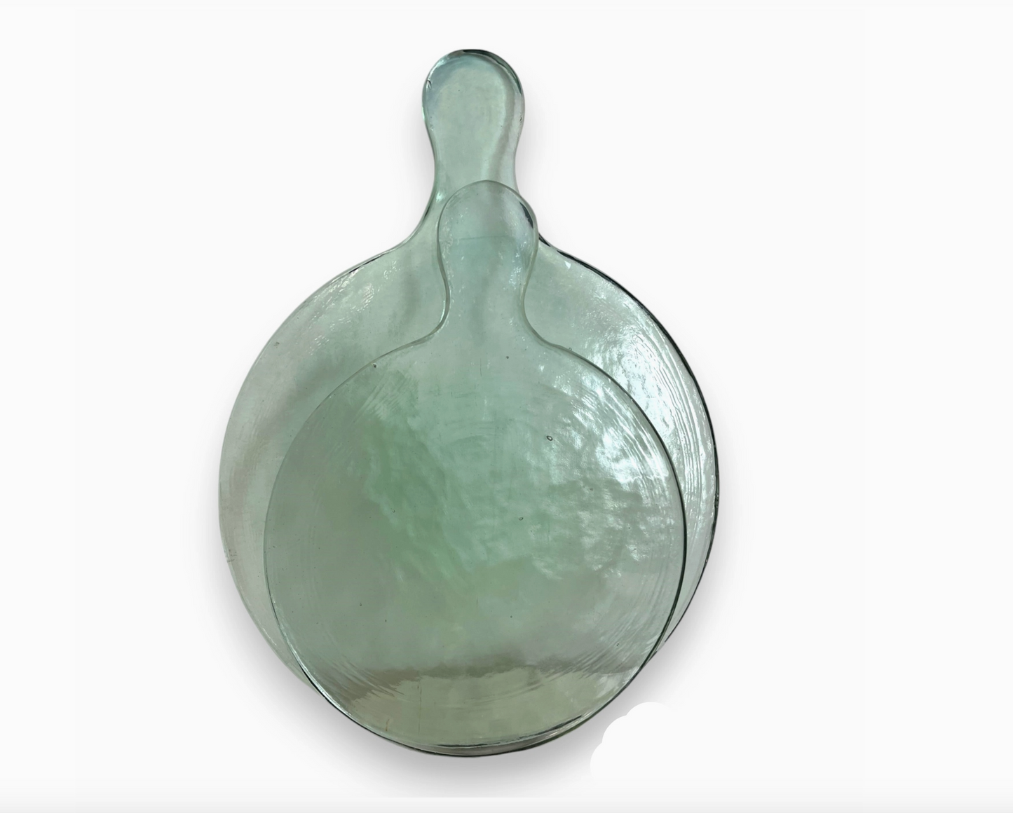 Small Round Recycled Glass Serving Board Dia. 9" Light Green | Home Art - Rustike Home