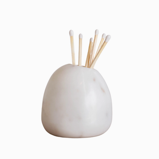 White Marble Match Holders - Rustike Home