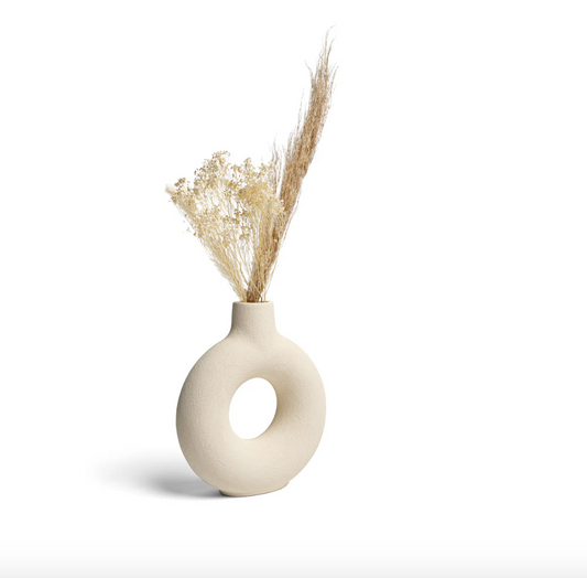 Modern Ring Vase White Medium Vase for Home Decor - Rustike Home