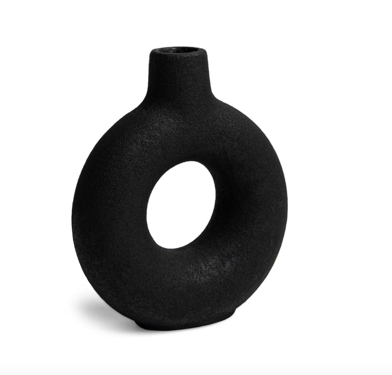 Modern Ring Vase Black Medium Vase for Home Decor - Rustike Home