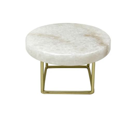 White Marble and Brass Riser for Brush and Soap Stand - Rustike Home
