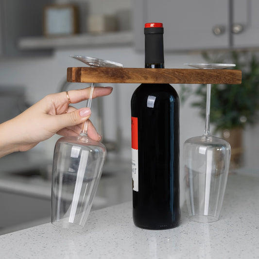 Ironwood Acacia Wood Wine Glass Holder For Wine Bottles - Rustike Home