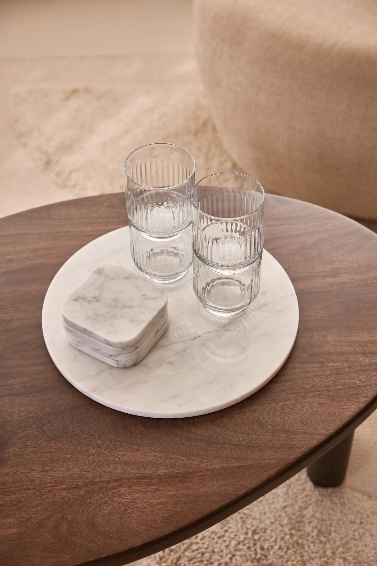 White Marble Squared Coasters, Set of 4 - Rustike Home