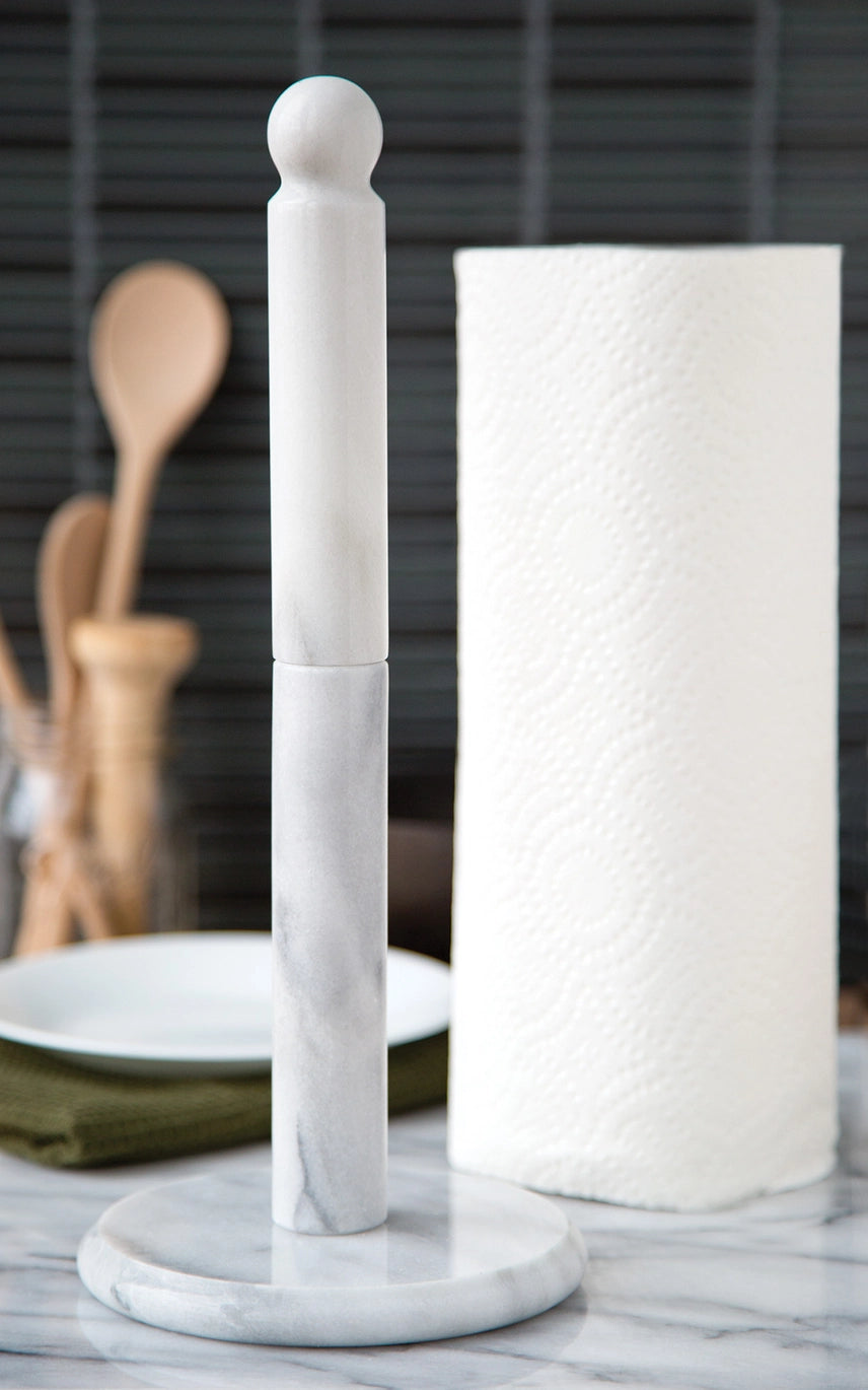 White Marble Paper Towel Holder - Rustike Home