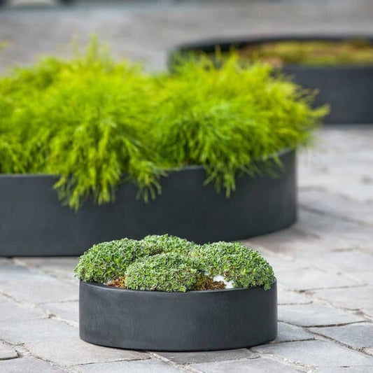 Round Black Low Planter Pot for Plants and Home Decor | Style 106 - Rustike Home