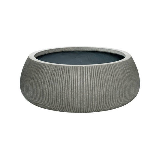 Round Rough Ribbed 20.87" Grey Fluted Planter Pot for Plants and Home Decor | Style 116 - Rustike Home