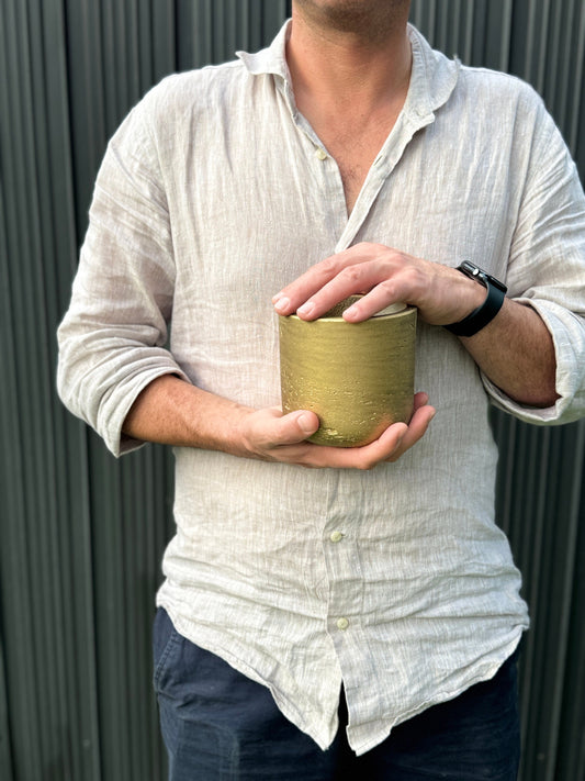 Round Rough Gold 4.72" Planter Pot for Plants and Home Decor | Style 104 - Rustike Home