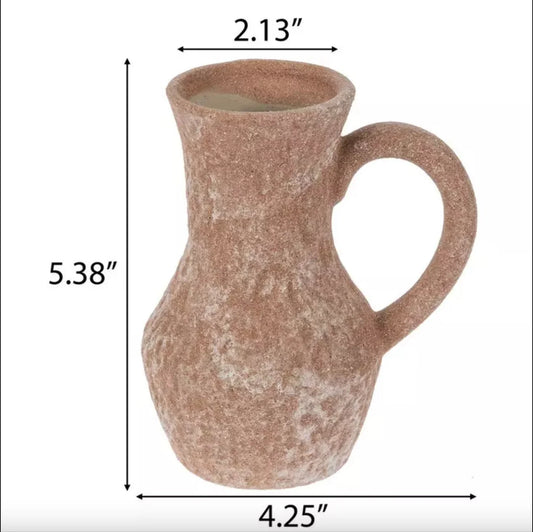 Round Rough Chalk White Rose "Napa" Vintage Vase Pot for Plants and Home Decor | Style 134 - Rustike Home