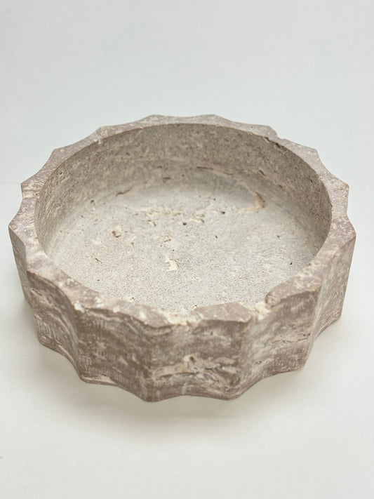 Decorative 9.5" Travertine Fluted Fruit Tray | Natural Stone - Rustike Home