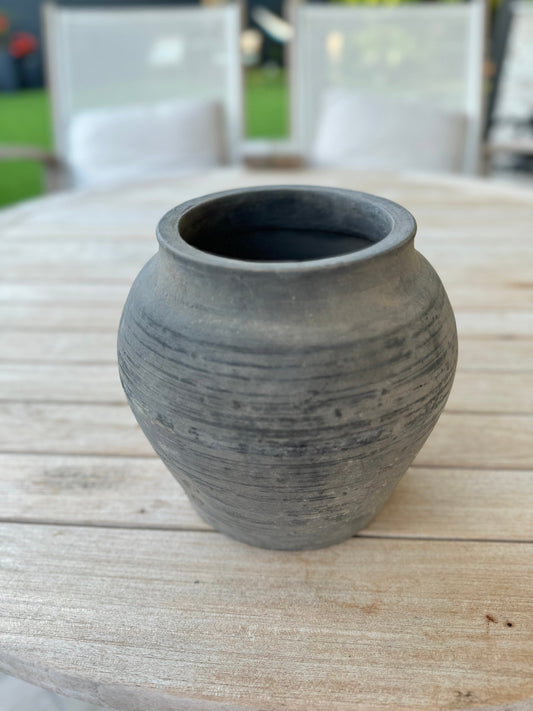 Vintage Rustic Black "Athens" Porcelain Vase Pot for Plants and Home Decor | Style 137 - Rustike Home