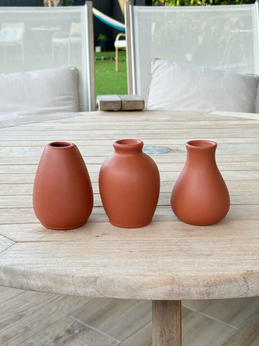 Matte Small Terracotta Flower Vase Cup Decorative Orange Home Decor - Rustike Home