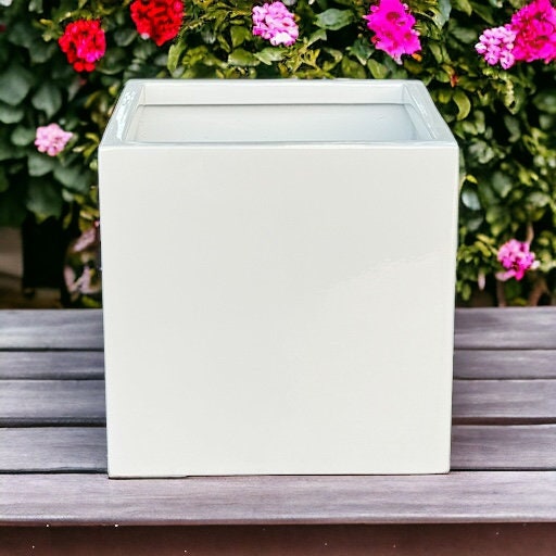 Square Glossy White 5-7/8" Height Planter Pot for Plants and Home Decor | Style 202 - Rustike Home
