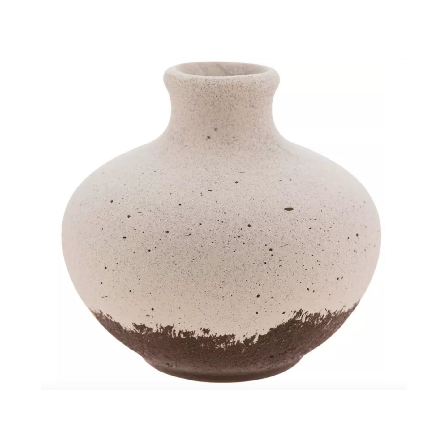 Round Rough Two-Tone "Clara" Handle Flower Vase Pot for Home Decor - Rustike Home