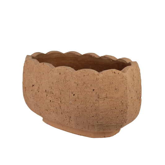 Scalloped Terracotta "Fiona Oval" Planter Pot for Plants and Home Decor - Rustike Home