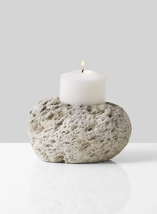 Rough Grey Lava "Kauai" Bowl Vase Pot for Home Decor | Votive Holder - Rustike Home