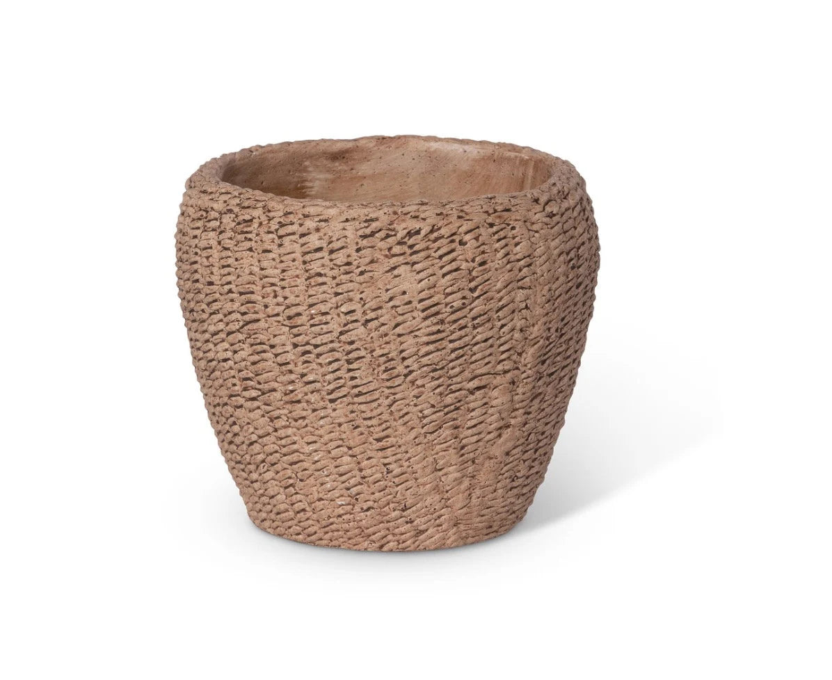 Round Tan "Seagrass" Planter Pot Compote for Plants and Home Decor - Rustike Home
