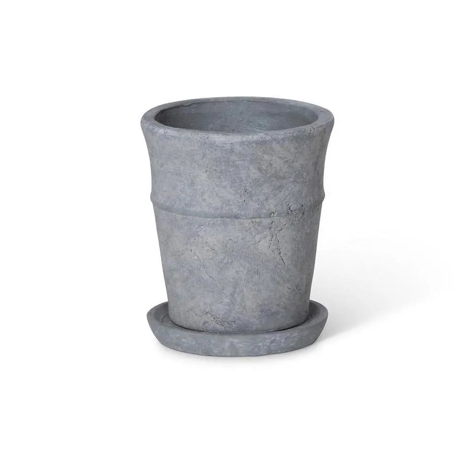 plant pot with tray Bluish Grey Ivy Distressed Vintage Planter Pot with Saucer Tray Medium