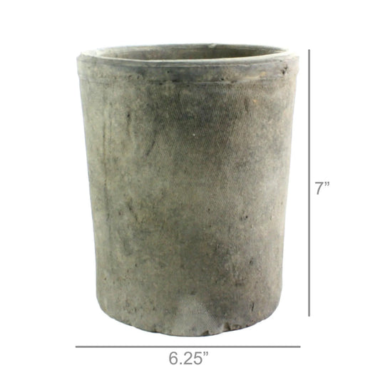 Round Rough "Barrel Large" Grey Distressed Vintage Planter Pot for Home Decor - Rustike Home