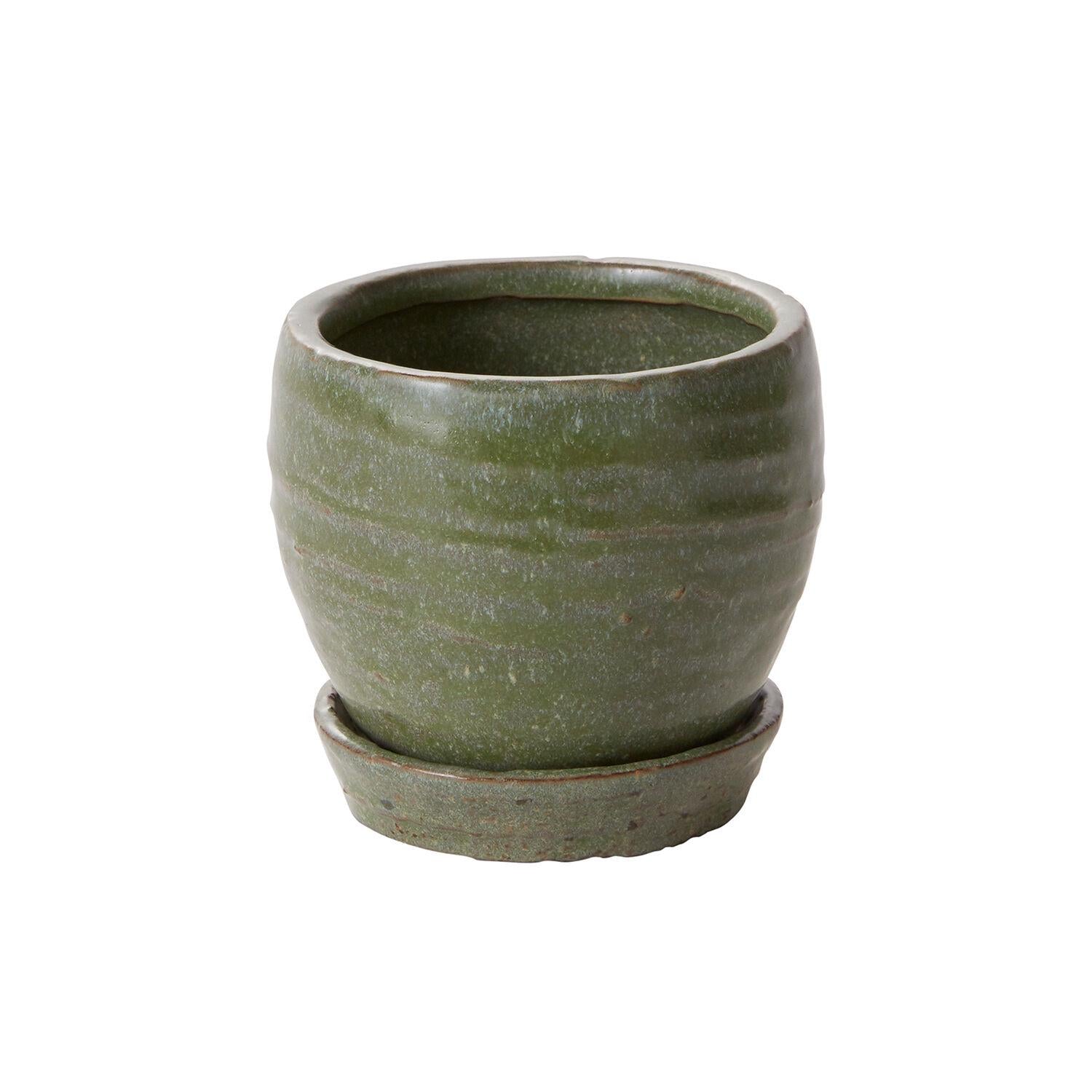 green ceramic planter saucer Round Green Globe Planter Pot with Saucer for Plants and Home Decor Small 3.5" X 3.5"