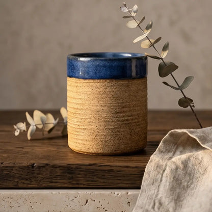 Rustic Blue Ceramic Tumbler, Mug, Artisan Handmade