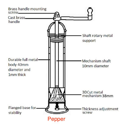 Salt and Pepper "Nikos" 8 in. Crank Grinder Mill in Copper - Rustike Home