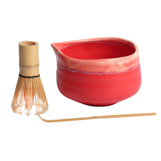 Matcha Set "Coral" Porcelain Latte Bowl - Whisk and Spout