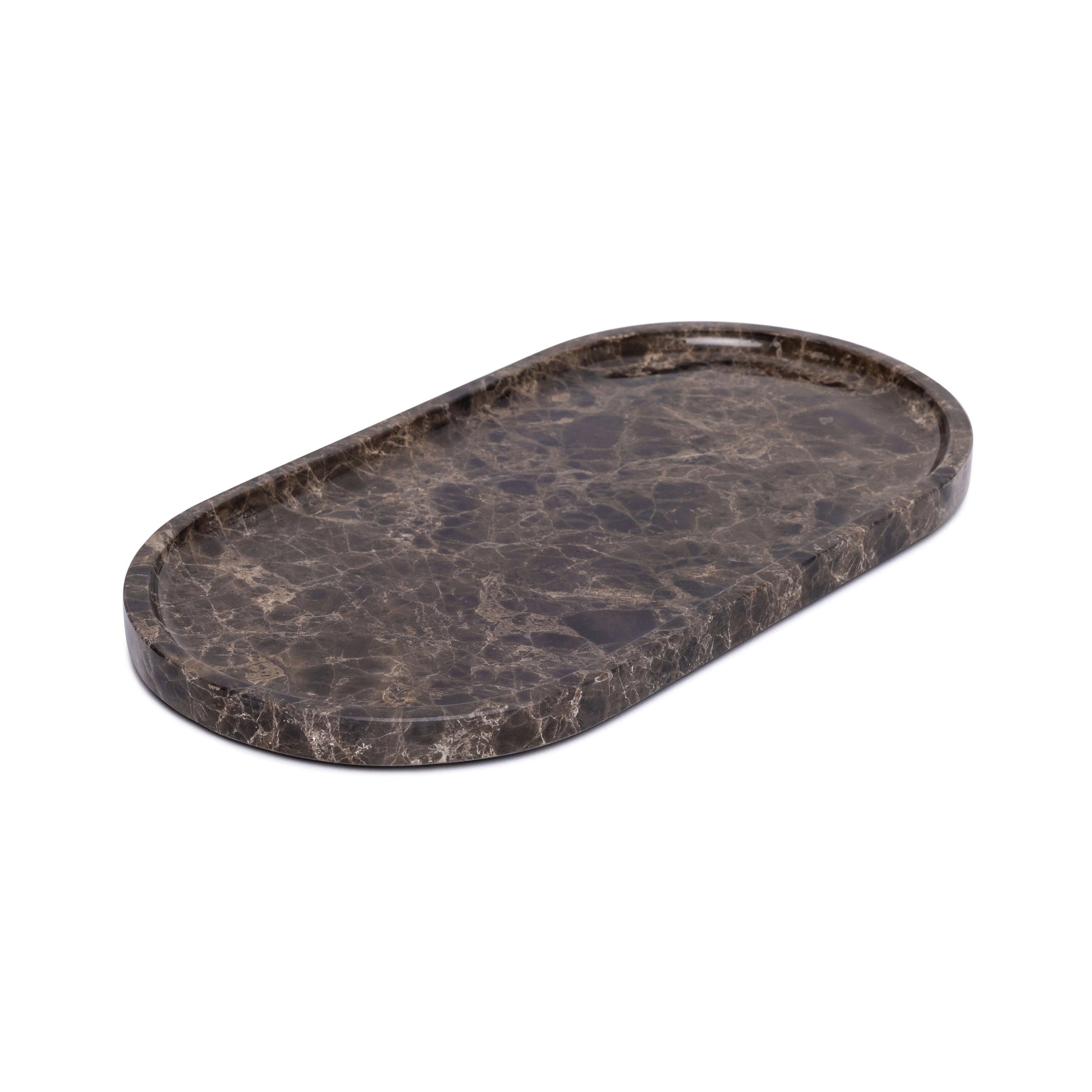 Brown Natural Marble Oval Tray - Rustike Home